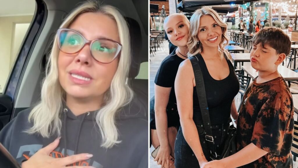 Nicole Pérez y sus hijos.