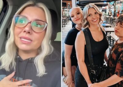 Nicole Pérez y sus hijos.