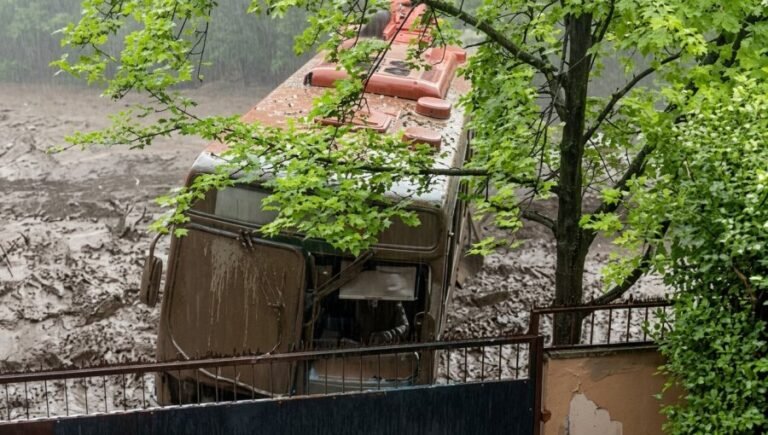 Lluvias dejan importantes estragos en la capital: Video muestra micro arrastrada por el agua en San Carlos de Apoquindo