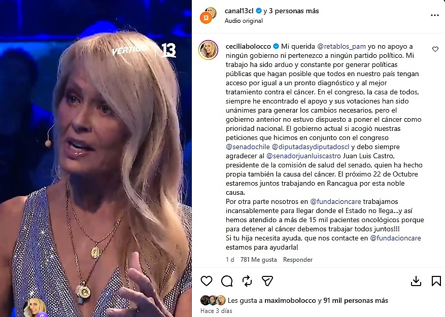 Respuesta de Cecilia Bolocco